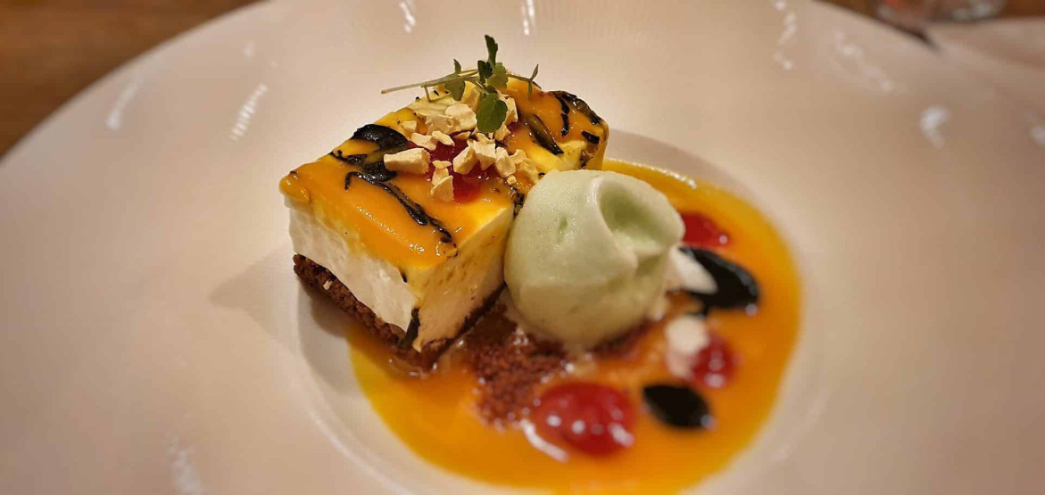 Cheesecake with Mango Chilli at Paal 15 on Texel, Netherlands.