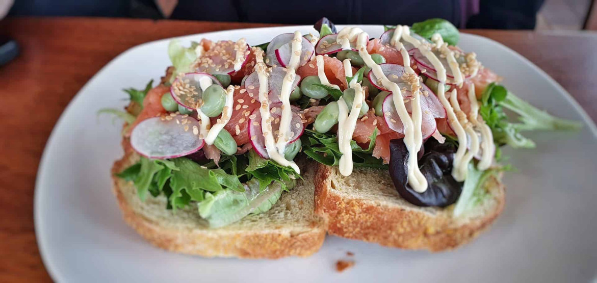 Sandwich at Strandpavillon Paal 9 on Texel, Netherlands.