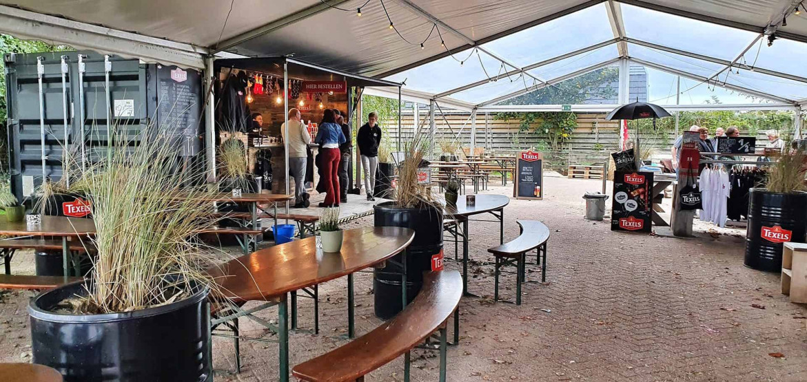 Container bar at the Texel Brewery, Netherlands.