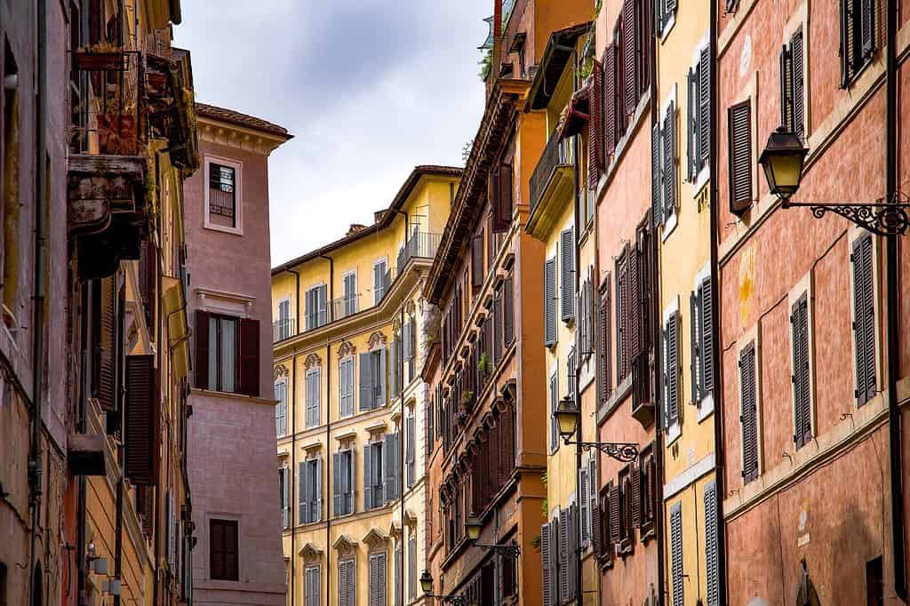 Front of houses in Rome, Italy