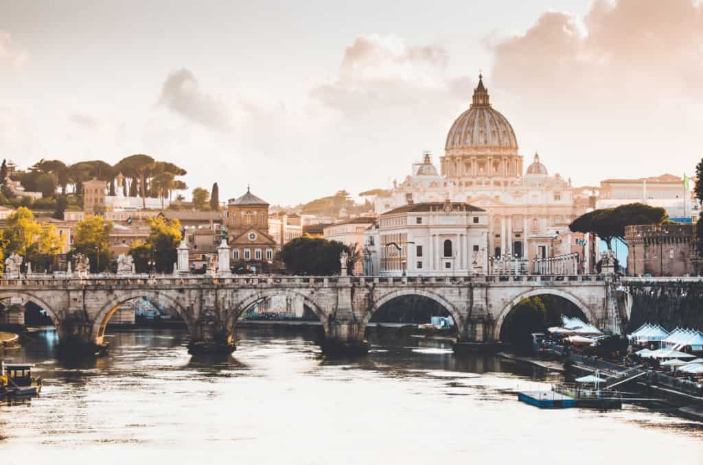 River Tiber in Rome, Italy