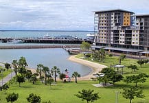 Top Things to do in Darwin, Australia Darwin Wharf Precinct. Australia, homes on recreation area with lagoon on Waterfront precinct in Darwin